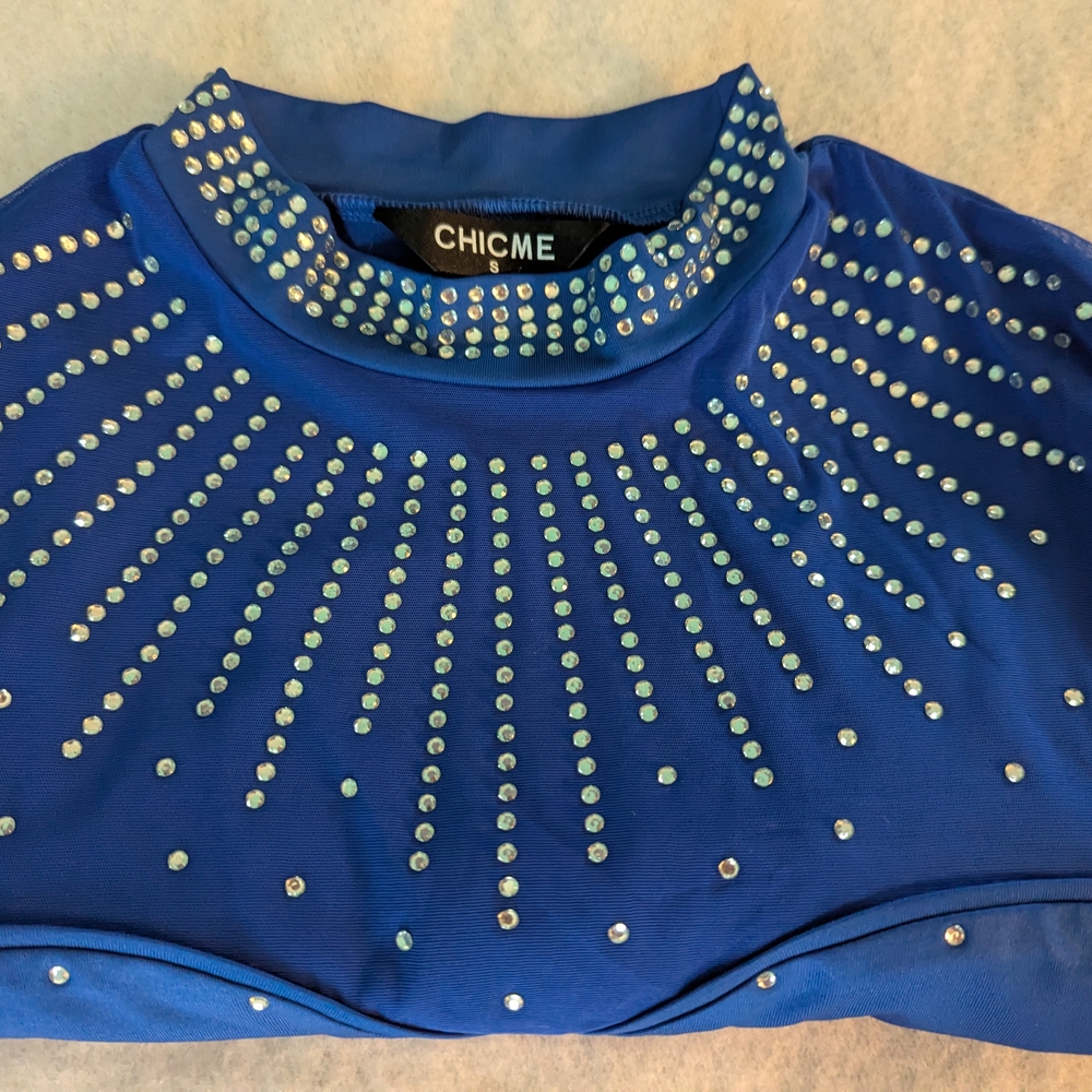 Chic Royal Blue Studded Bodysuit